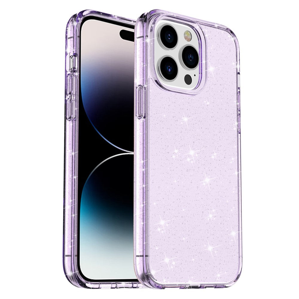 For iPhone 15 Pro Sparkly Glitter Anti-Scratch Case Hard PC + Soft TPU Phone Cover