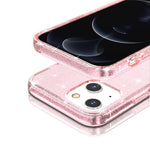 Til iPhone 15 Stødsikkert beskyttelsescover med glitter Hårdt PC + blødt TPU telefoncover
