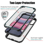 For iPhone 11 Clear Phone Case Double Side Tempered Glass + Silicone Frame Protective Cover