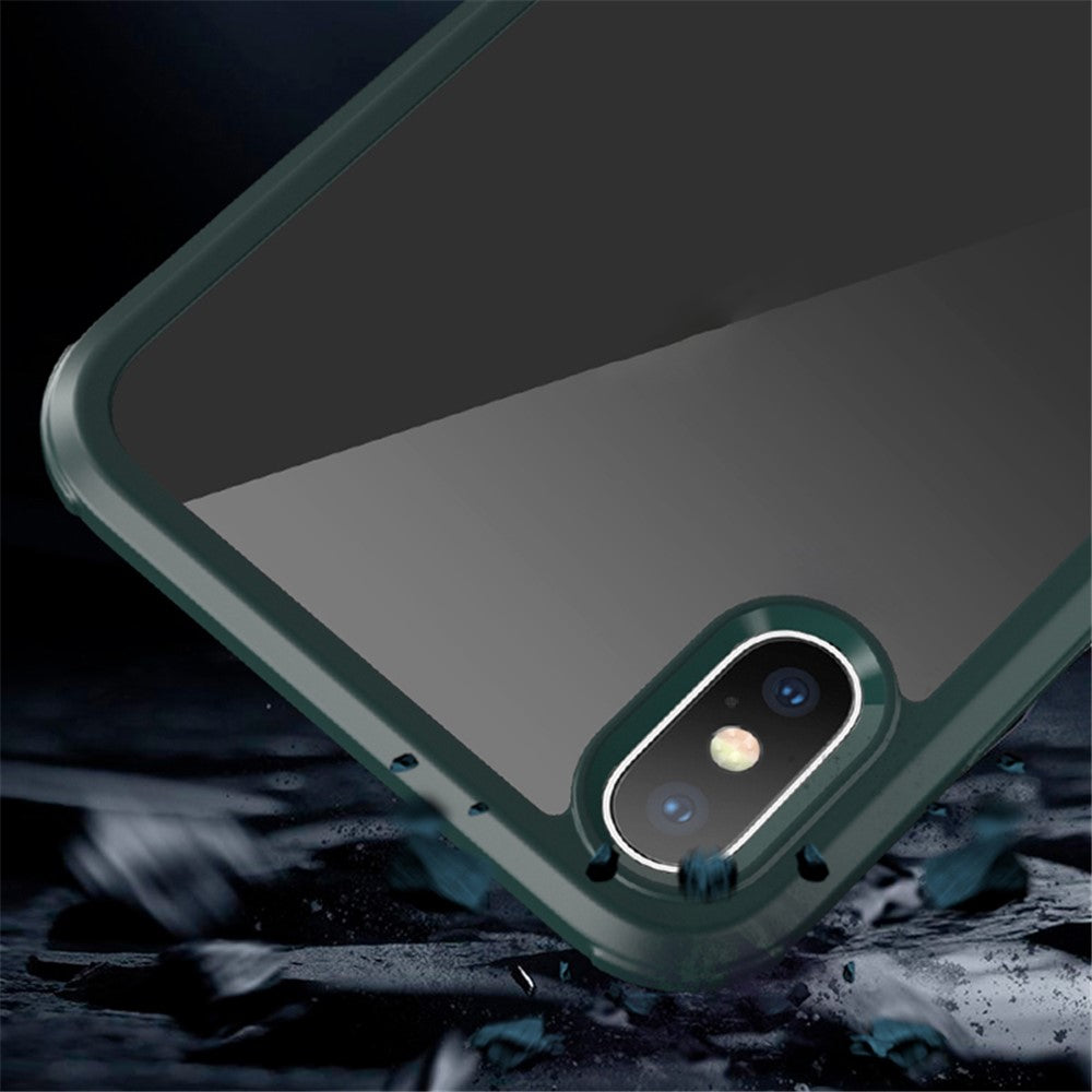 Til iPhone XS Max 360-graders dobbeltsidet beskyttelsescover med hærdet glas + silikoneramme