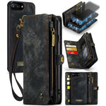 CASEME Vintage PU Leather Case for iPhone 8 Plus / 7 Plus, 008 Series 2-in-1 PC Multi-slot Wallet Phone Case