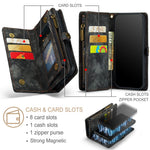 CASEME Vintage PU Leather Case for iPhone 8 Plus / 7 Plus, 008 Series 2-in-1 PC Multi-slot Wallet Phone Case