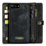 CASEME Vintage PU Leather Case for iPhone 8 Plus / 7 Plus, 008 Series 2-in-1 PC Multi-slot Wallet Phone Case