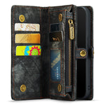 CASEME Vintage PU Leather Case for iPhone 8 Plus / 7 Plus, 008 Series 2-in-1 PC Multi-slot Wallet Phone Case