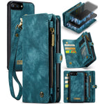 CASEME Vintage PU Leather Case for iPhone 8 Plus / 7 Plus, 008 Series 2-in-1 PC Multi-slot Wallet Phone Case