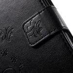 Imprinted Butterfly Leather Wallet Cover with Wrist Strap for iPhone 8 Plus / 7 Plus 5.5 inch