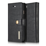 DG.MING Split Leather Wallet Cover with Detachable PC Back Shell for iPhone SE (2020) / SE (2022) / 8 / 7