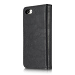 DG.MING Split Leather Wallet Cover with Detachable PC Back Shell for iPhone SE (2020) / SE (2022) / 8 / 7