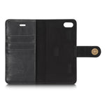 DG.MING Split Leather Wallet Cover with Detachable PC Back Shell for iPhone SE (2020) / SE (2022) / 8 / 7
