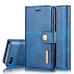 DG.MING Split Leather Wallet Cover with Detachable PC Back Shell for iPhone SE (2020) / SE (2022) / 8 / 7