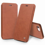 QIALINO Ultratyndt Ægte Læder Flip Cover i Topkvalitets Koskind til iPhone SE (2. generation)/8/7