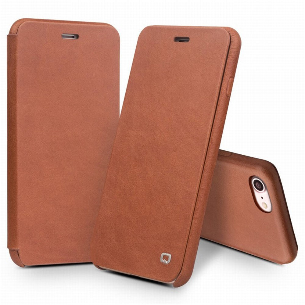 QIALINO Ultratyndt Ægte Læder Flip Cover i Topkvalitets Koskind til iPhone SE (2. generation)/8/7