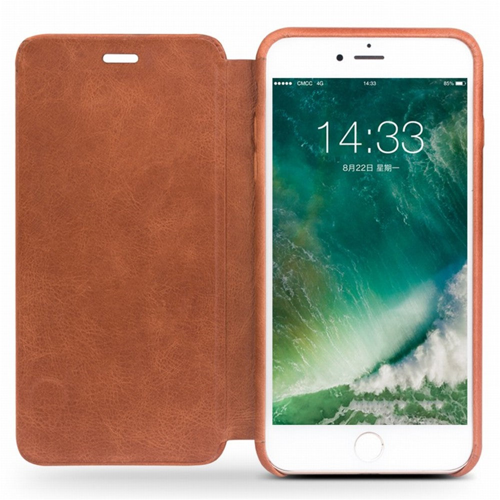 QIALINO Ultratyndt Ægte Læder Flip Cover i Topkvalitets Koskind til iPhone SE (2. generation)/8/7
