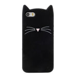 3D Bearded Cat Silicone Soft Phone Cover for iPhone SE 5s 5