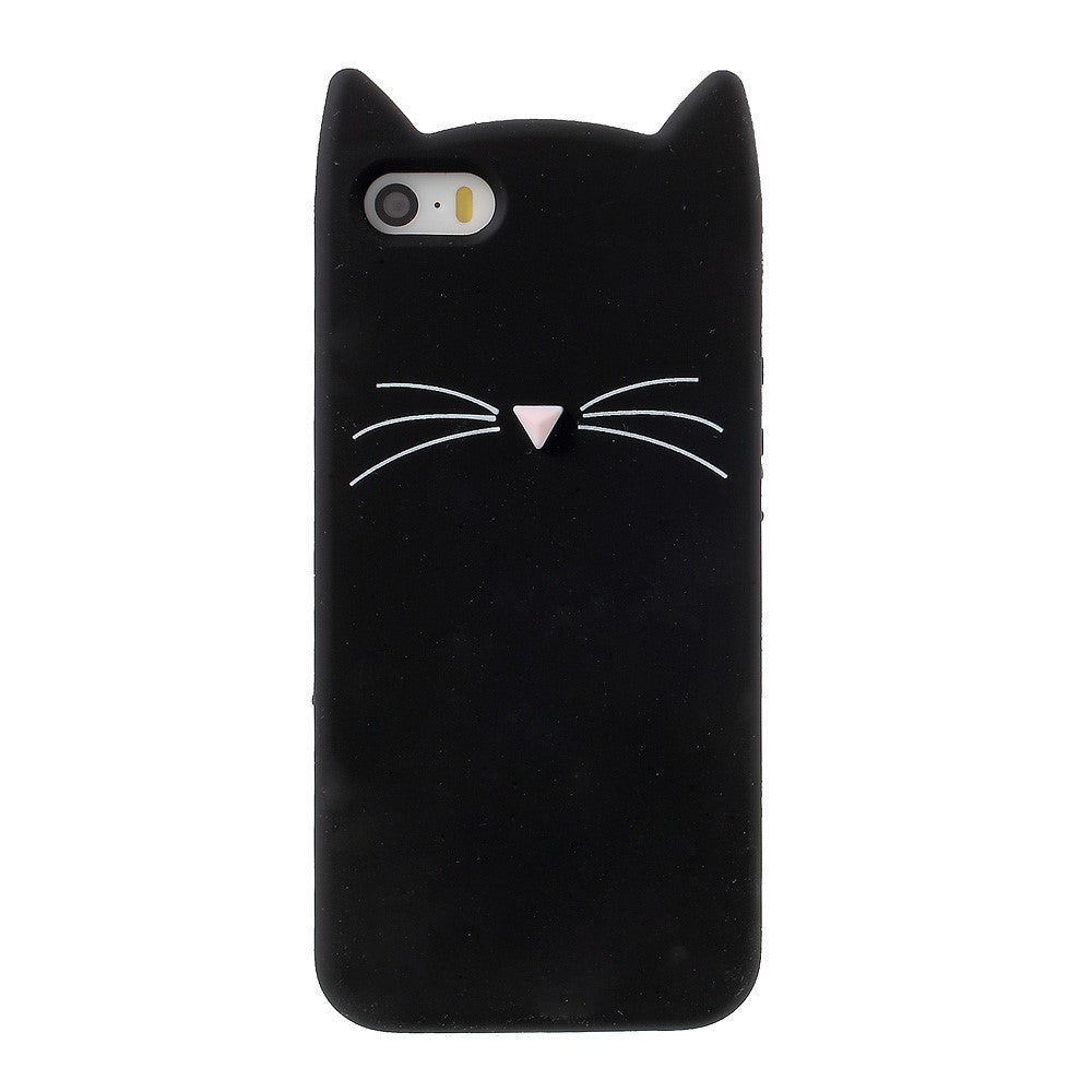 3D Bearded Cat Silicone Soft Phone Cover for iPhone SE 5s 5