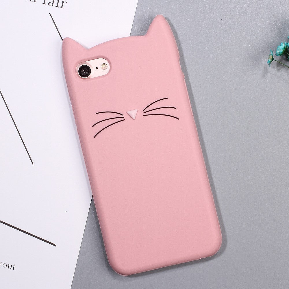 3D MEOW Skægkat Silikone Bagcover til iPhone SE (2020)/SE (2022)/8/7 4,7 tommer
