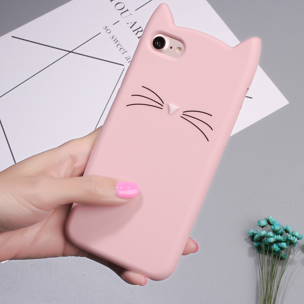 3D MEOW Skægkat Silikone Bagcover til iPhone SE (2020)/SE (2022)/8/7 4,7 tommer