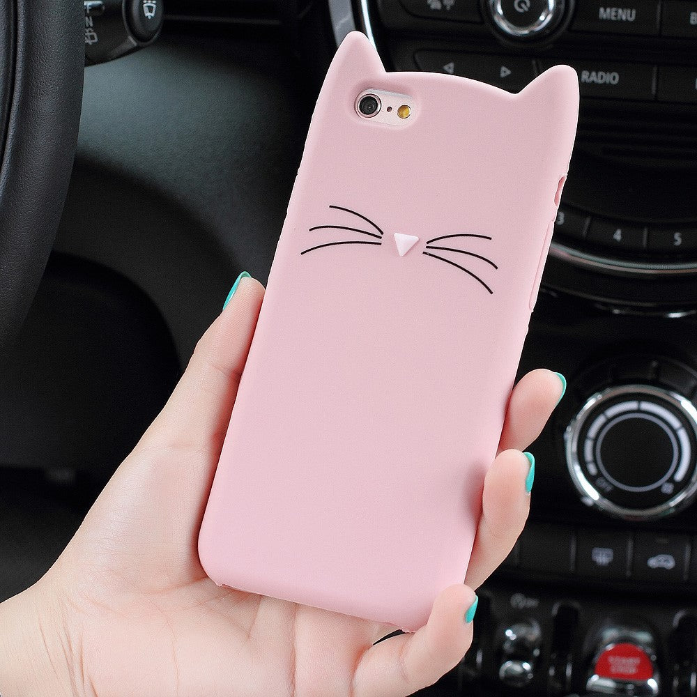 3D MEOW Skægkat Silikone Bagcover til iPhone SE (2020)/SE (2022)/8/7 4,7 tommer