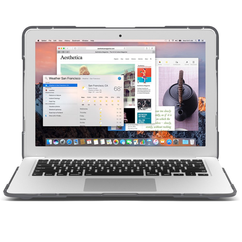 For Macbook Air 13.3 Inch See-through Full Protection PC TPU Case with Kickstand A1369/A1466