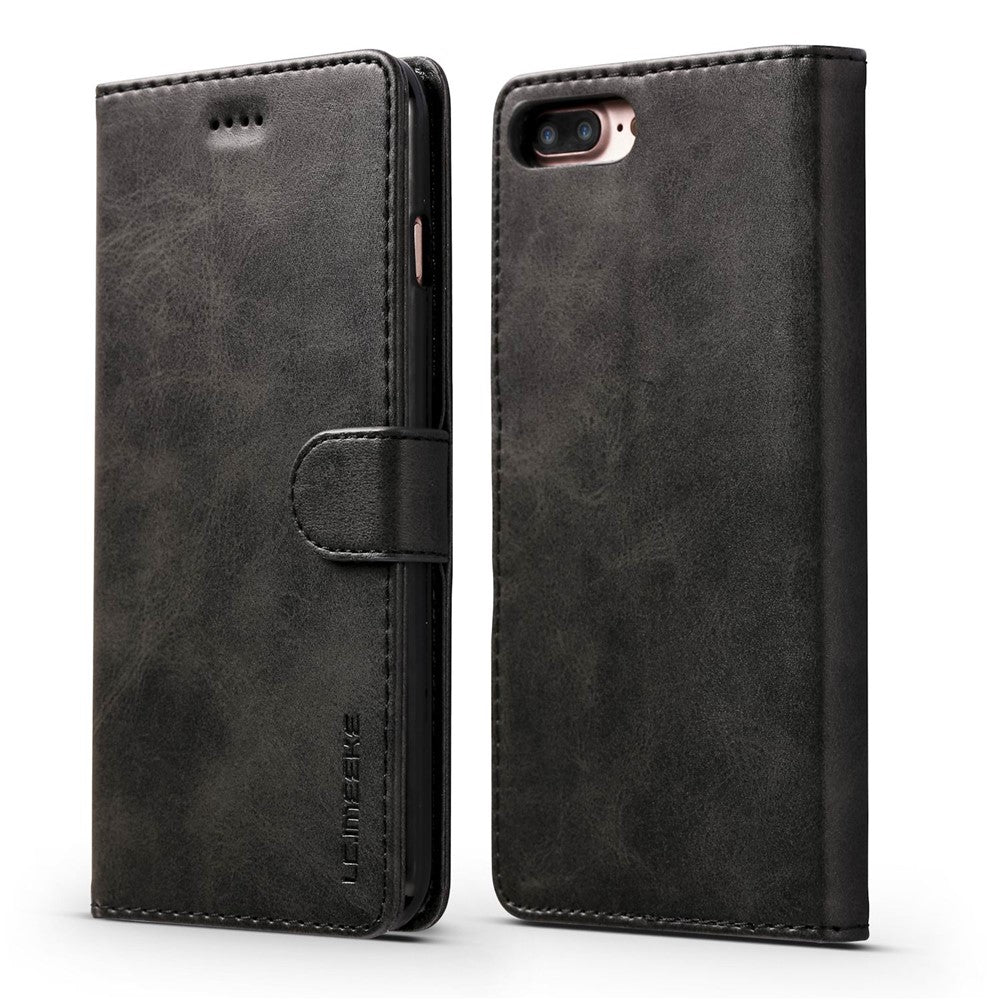 LC.IMEEKE Læderpung Stand Cover til iPhone 8 Plus / 7 Plus 5.5 tommer Tekstureret PU Læder Mobiltelefon Tilbehør
