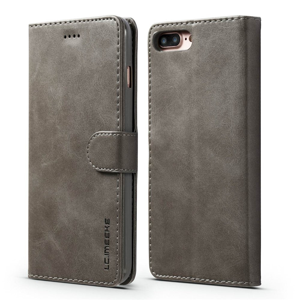 LC.IMEEKE Læderpung Stand Cover til iPhone 8 Plus / 7 Plus 5.5 tommer Tekstureret PU Læder Mobiltelefon Tilbehør