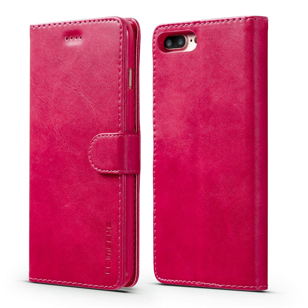 LC.IMEEKE Læderpung Stand Cover til iPhone 8 Plus / 7 Plus 5.5 tommer Tekstureret PU Læder Mobiltelefon Tilbehør