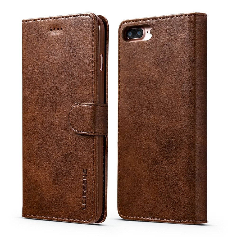 LC.IMEEKE Læderpung Stand Cover til iPhone 8 Plus / 7 Plus 5.5 tommer Tekstureret PU Læder Mobiltelefon Tilbehør
