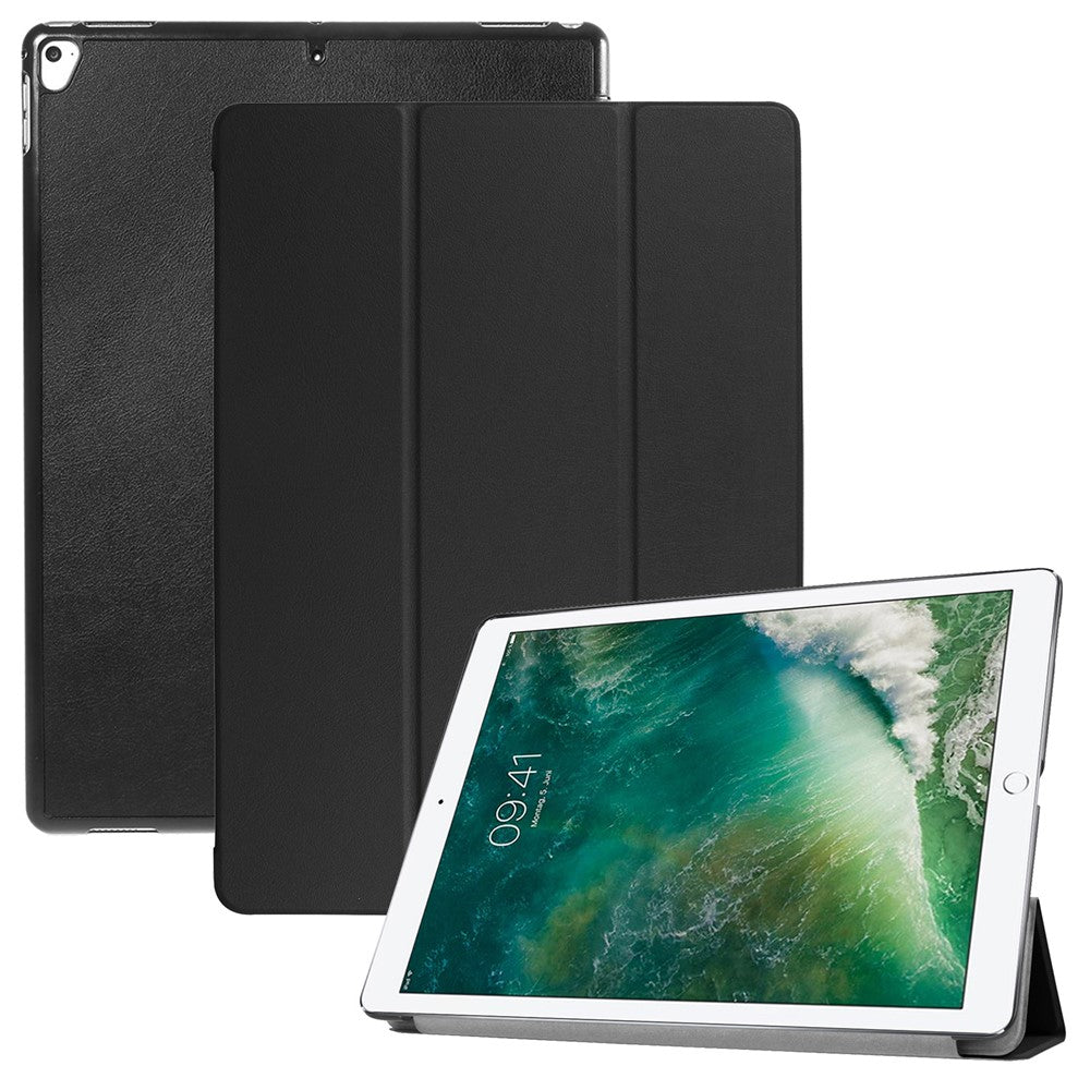 Til iPad Pro 12.9 (2017) PU-læder ultratyndt trefoldigt stativ med automatisk dvale/vågnefunktion tablet-cover