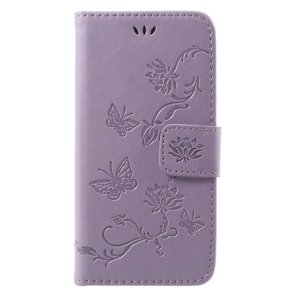 Imprint Butterfly Flower Magnetic Wallet PU Leather Stand Cell Phone Case for iPhone 7/8/SE (2020)/SE (2022)