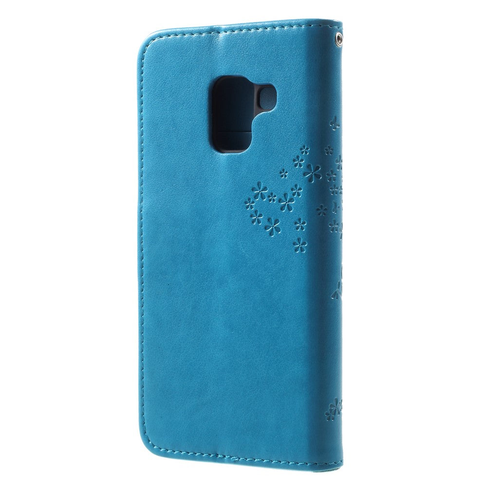 Imprint Tree and Owls Wallet PU Leather Mobile Cover for Samsung Galaxy A8 (2018)