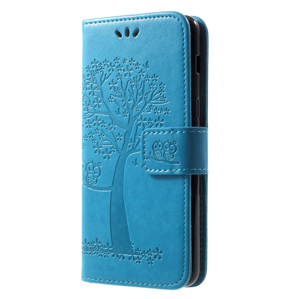 Imprint Tree and Owls Wallet PU Leather Mobile Cover for Samsung Galaxy A8 (2018)