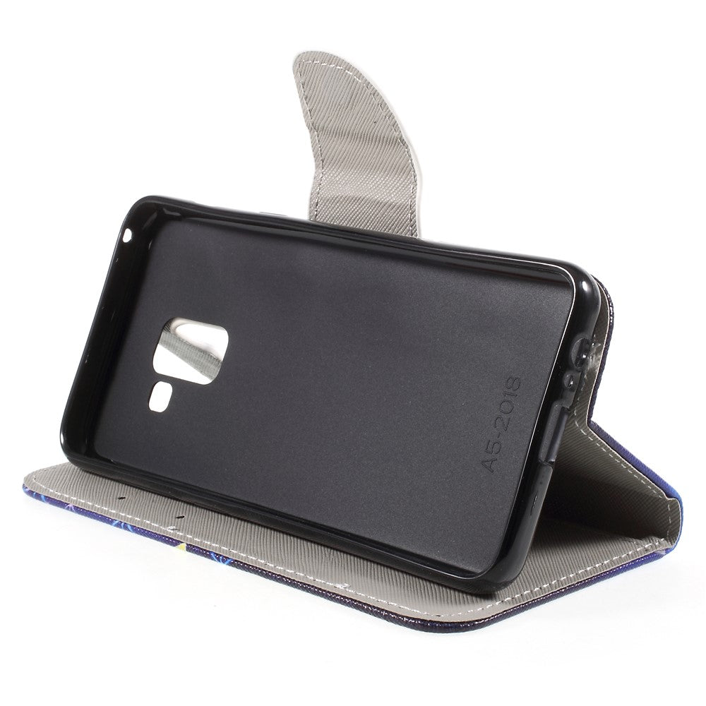 Mönster Utskrift Cross Texture Stand Wallet Läderfodral för Samsung Galaxy A8 (2018)