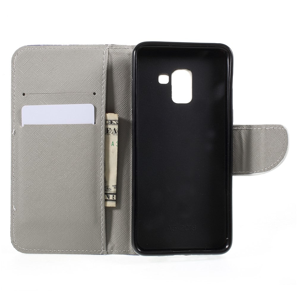 Mönster Utskrift Cross Texture Stand Wallet Läderfodral för Samsung Galaxy A8 (2018)