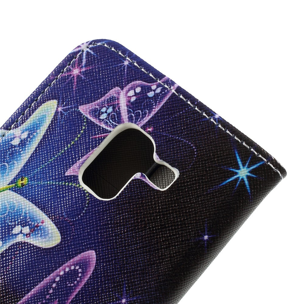 Mönster Utskrift Cross Texture Stand Wallet Läderfodral för Samsung Galaxy A8 (2018)