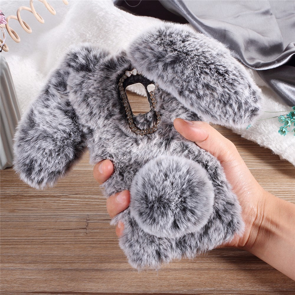 For Samsung Galaxy A8 (2018) Cute Rabbit Bunny Warm Fur Soft TPU Phone Case