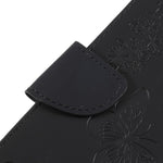 Taske med Præget Sommerfugle og Blomster til Samsung Galaxy A8 (2018)