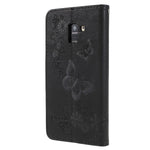 Taske med Præget Sommerfugle og Blomster til Samsung Galaxy A8 (2018)