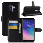 Litchi Skind PU Læder Magnetisk Pung Stativ Cover til Samsung Galaxy A6 Plus (2018)