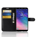 Litchi Skind PU Læder Magnetisk Pung Stativ Cover til Samsung Galaxy A6 Plus (2018)