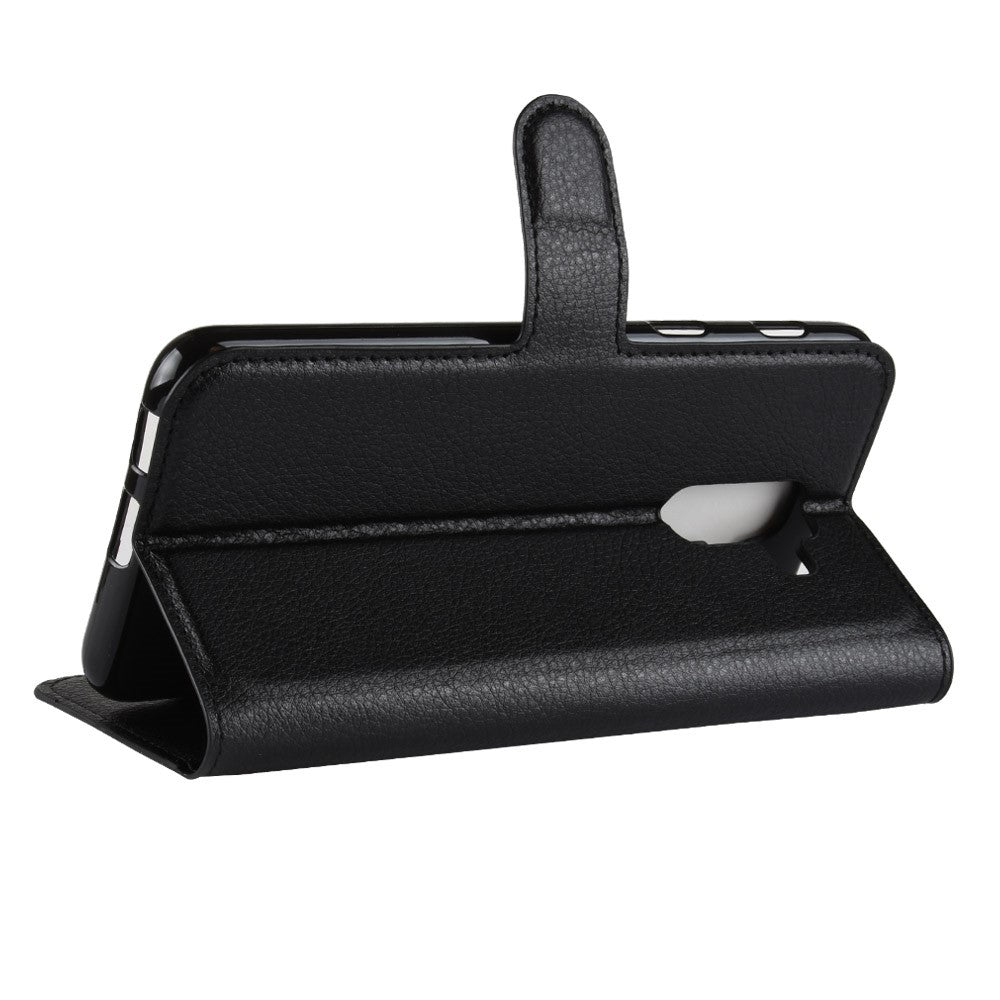 Litchi Skind PU Læder Magnetisk Pung Stativ Cover til Samsung Galaxy A6 Plus (2018)