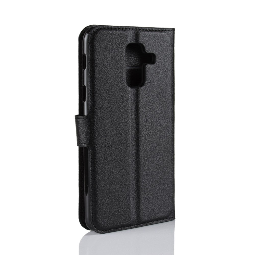 Litchi Skind PU Læder Magnetisk Pung Stativ Cover til Samsung Galaxy A6 Plus (2018)