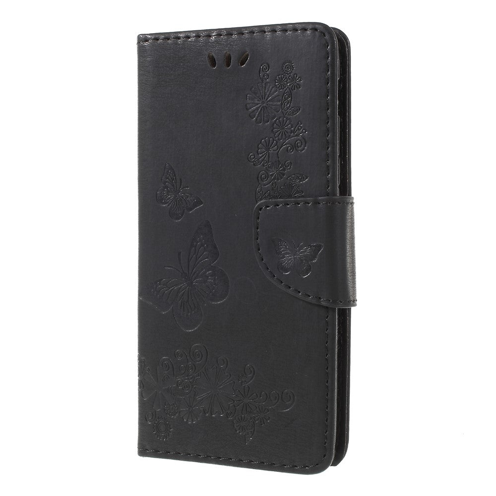 Imprint Butterfly Flower Leather Wallet Cover for Samsung Galaxy A6 (2018)