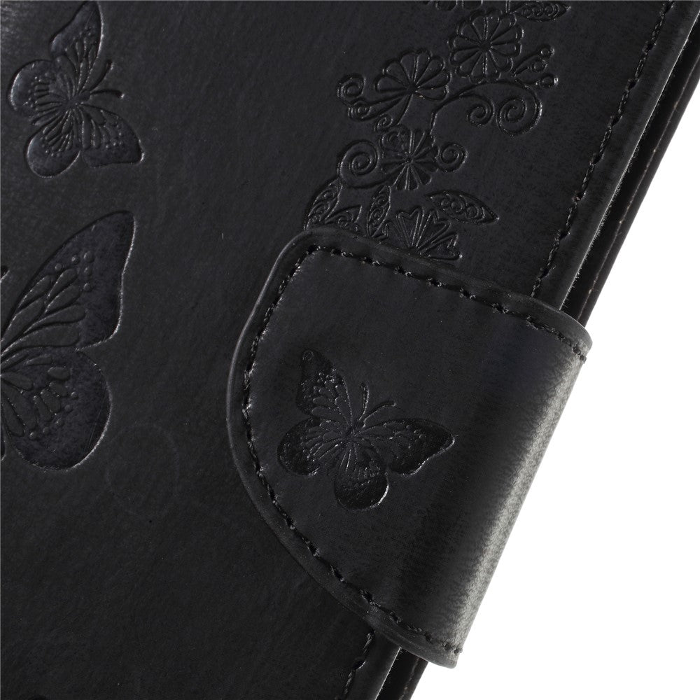 Imprint Butterfly Flower Leather Wallet Cover for Samsung Galaxy A6 (2018)