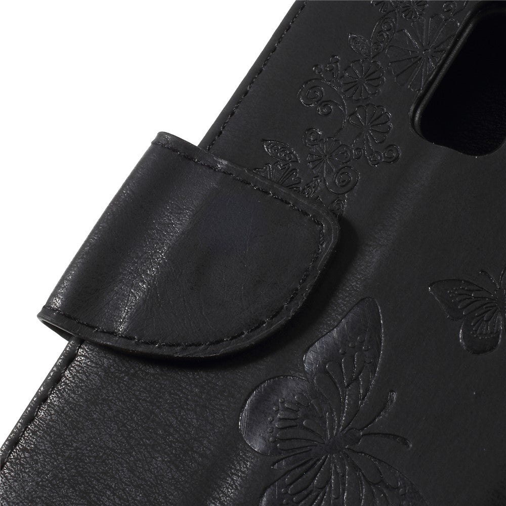 Imprint Butterfly Flower Leather Wallet Cover for Samsung Galaxy A6 (2018)