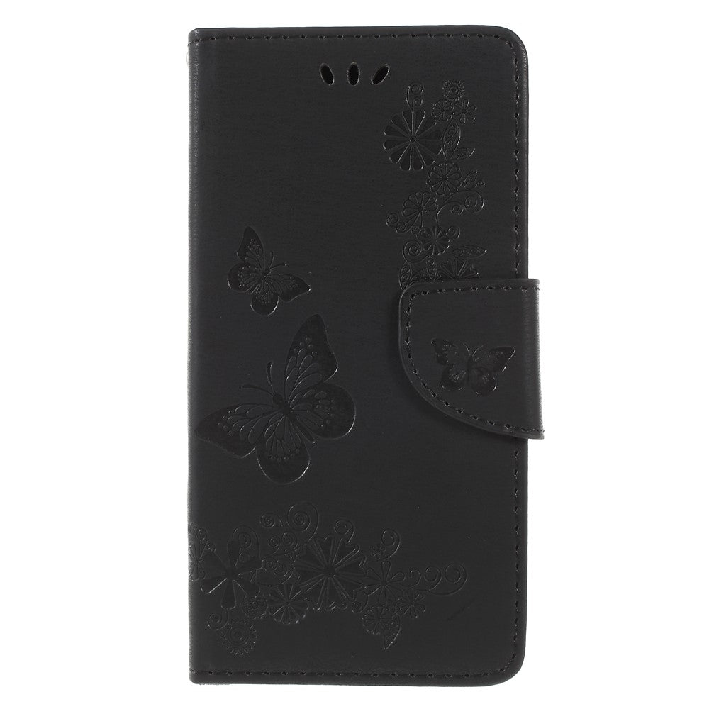 Imprint Butterfly Flower Leather Wallet Cover for Samsung Galaxy A6 (2018)