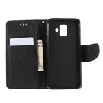 Imprint Butterfly Flower Leather Wallet Cover for Samsung Galaxy A6 (2018)