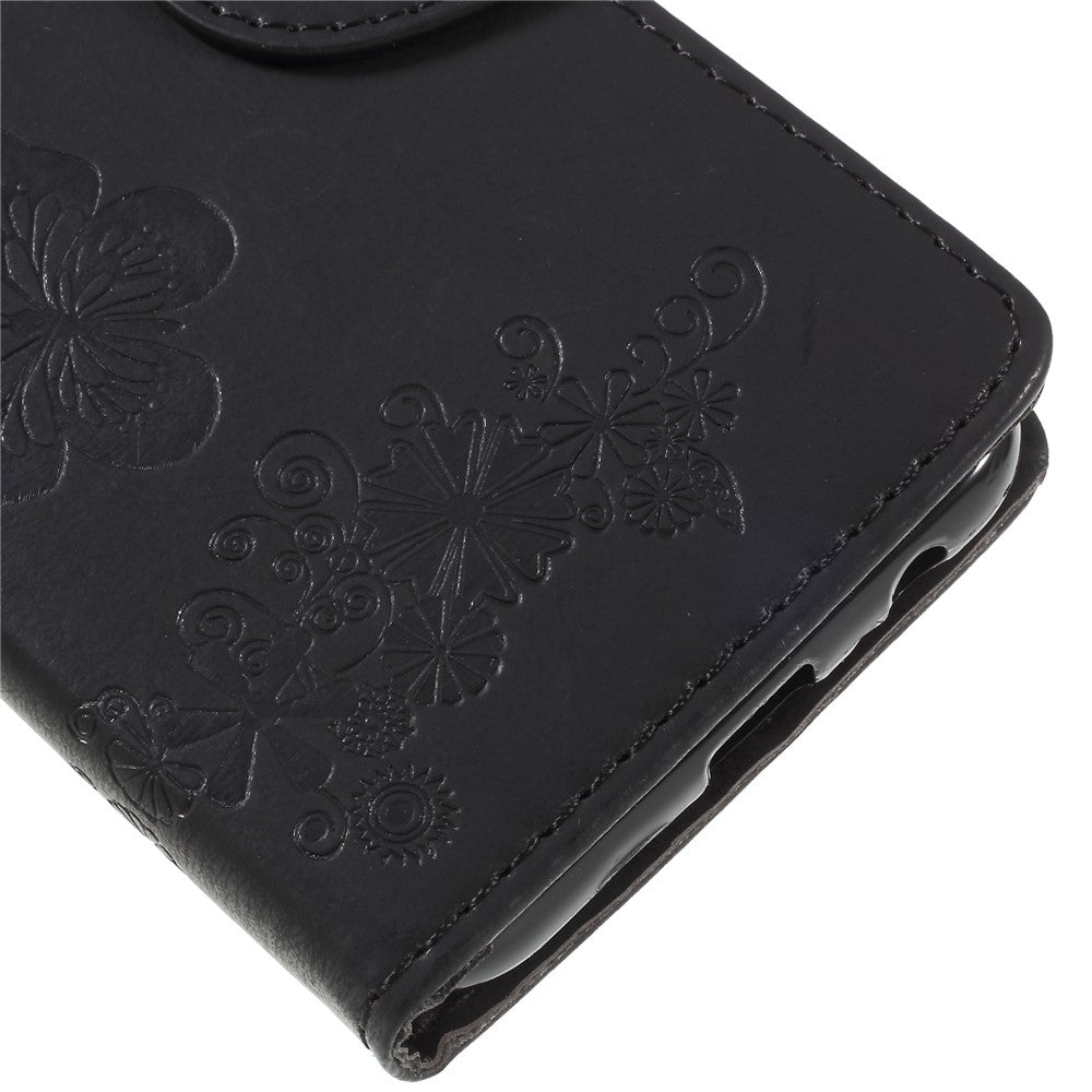 Imprint Butterfly Flower Leather Wallet Cover for Samsung Galaxy A6 (2018)