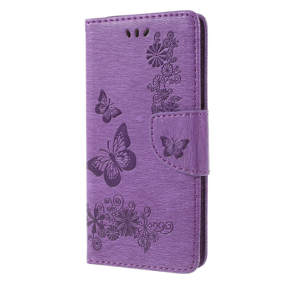 Imprint Butterfly Flower Leather Wallet Cover for Samsung Galaxy A6 (2018)