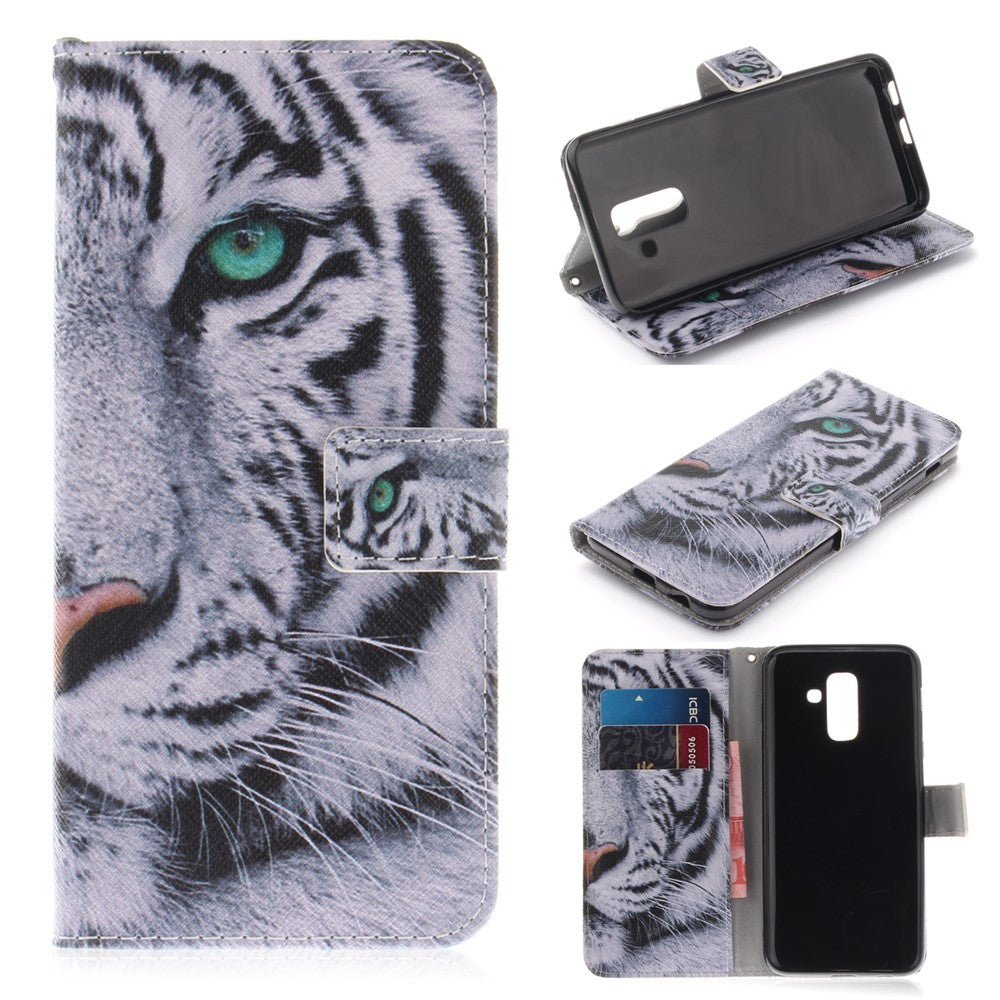 Printing Pattern Leather Wallet Mobile Phone Case for Samsung Galaxy A6+ (2018) / A9 Star Lite