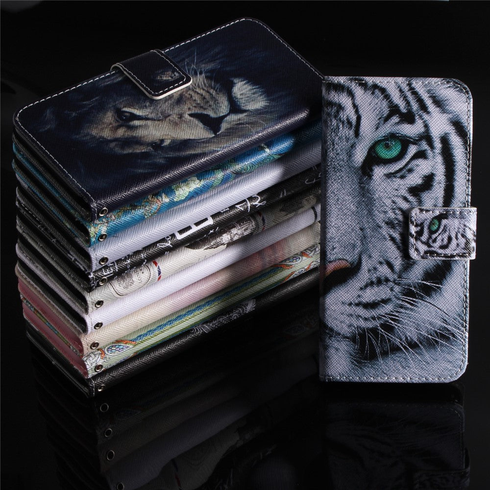 Printing Pattern Leather Wallet Mobile Phone Case for Samsung Galaxy A6+ (2018) / A9 Star Lite